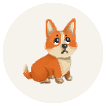 Sad puppy costume character for the game in Scratch